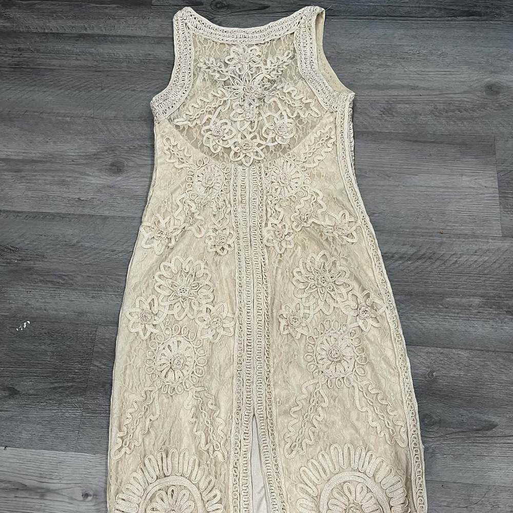 Sue Wong Cream Floral Lace Midi Dress - Picture 2 of 6